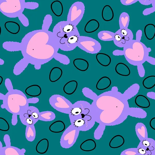 Paskalya hayvanlarının tavşanları kağıt, kumaş ve çarşaf sarmak için kusursuz tavşan desenleri ve çocuk giysileri baskısı ve şenlikli ambalajlar ve parti aksesuarları. Yüksek kaliteli illüstrasyon