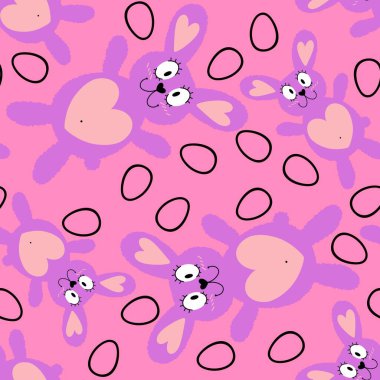 Paskalya hayvanlarının tavşanları kağıt, kumaş ve çarşaf sarmak için kusursuz tavşan desenleri ve çocuk giysileri baskısı ve şenlikli ambalajlar ve parti aksesuarları. Yüksek kaliteli illüstrasyon