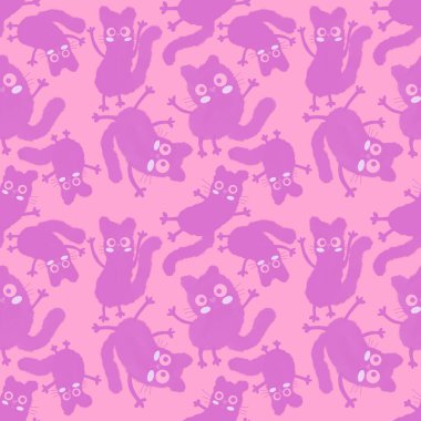 Suluboya kağıtlar, kumaşlar, çarşaflar, çocuk giysileri baskıları, parti aksesuarları ve şenlik ambalajları için kusursuz Cadılar Bayramı kedileri deseni oluşturur. Yüksek kaliteli illüstrasyon