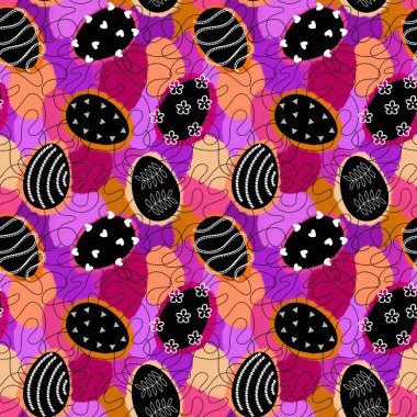 Duvar kağıtları, kumaşlar, tekstil ve ambalajlar, hediyeler ve kartlar için yumurtaları olan paskalya pürüzsüz deseni. 