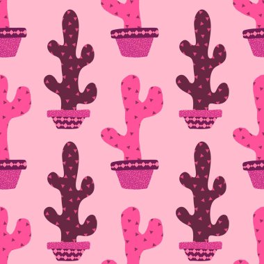 Kağıt, kumaş, çarşaf, tatil aksesuarları ve çocuk giysileri baskısı ve mayo tekstili için yaz çiçeksiz kaktüs deseni. Yüksek kaliteli illüstrasyon