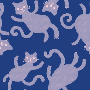 Cadılar Bayramı hayvanları kağıt, kumaş ve çocuk giysileri, aksesuar ve sonbahar tekstil ürünleri ve ev yapımı dekorlar için kusursuz suluboya kediler deseni. Yüksek kaliteli illüstrasyon