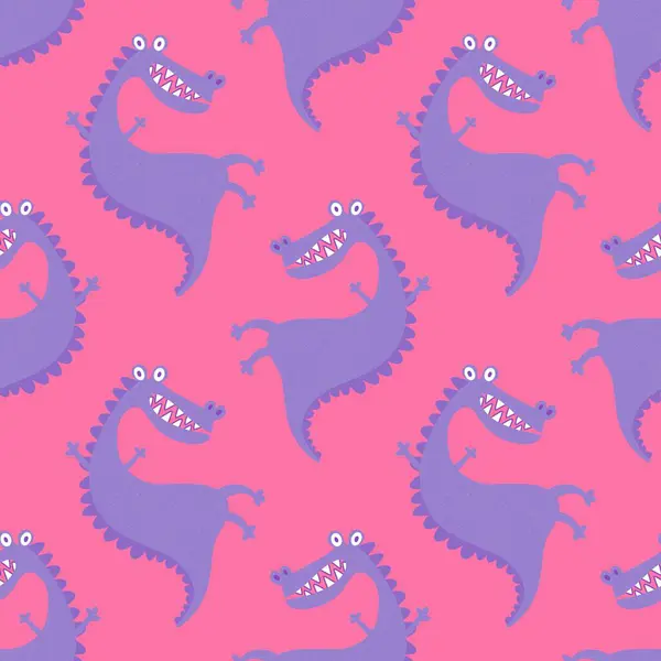 Cartoon monsters dragon seamless birthday crocodile pattern for wrapping paper and fabrics and linens and kids clothes print and party accessories and festive packaging. High quality illustration