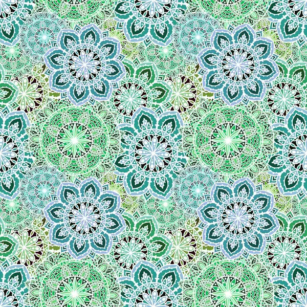 Abstracte Geometrische Bloemen Naadloze Mandala Patroon Voor Stoffen Linnengoed Het — Stockfoto