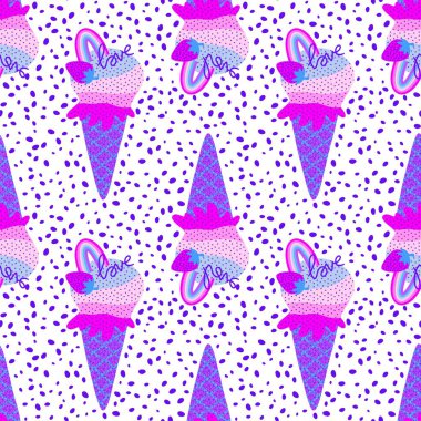 Yazlık gökkuşağı dondurması kağıtları, kumaşları, çarşafları, tekstil kıyafetleri ve parti gururu aksesuarları için kusursuz lgbt aşk deseni. Yüksek kaliteli illüstrasyon