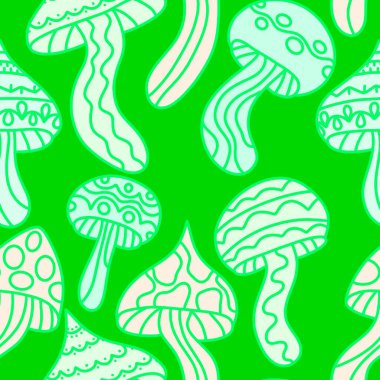 Çizgi filmlerdeki sonbahar hasadı, kafatası desenli, kağıt, kumaş, çarşaf, çocuk baskısı, şenlikli paketleme ve aksesuarlı kusursuz Cadılar Bayramı mantarları. Yüksek kaliteli illüstrasyon