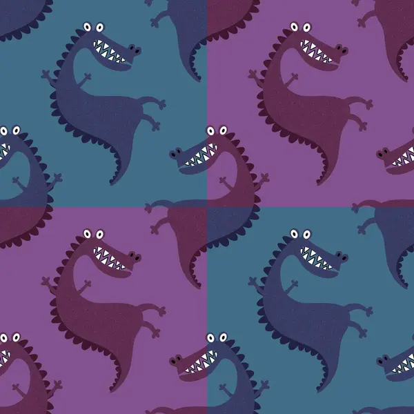 Cartoon monsters dragon seamless birthday crocodile pattern for wrapping paper and fabrics and linens and kids clothes print and party accessories and festive packaging. High quality illustration