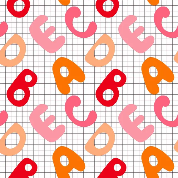 Cartoon alphabet seamless kindergarten pattern for wrapping paper and fabrics and linens and kids clothes and autumn print and party accessories and school packaging. High quality illustration