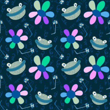 Çizgi filmlerdeki karalama hayvanları, dikeni olmayan kurbağalar kumaşlar için çiçek desenleri, ambalaj kağıtları, yaz partisi aksesuarları, şenlikli ambalajlar ve çocuk giysileri baskısı. Yüksek kaliteli illüstrasyon