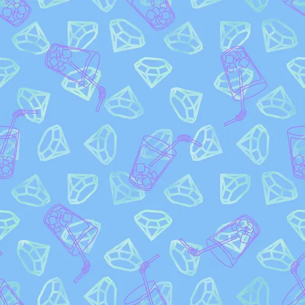 Karikatür elmasları ambalaj kağıdı, kumaş, çarşaf ve kıyafet baskısı, parti aksesuarları ve moda tekstili için kusursuz kokteyl desenleri. Yüksek kaliteli illüstrasyon