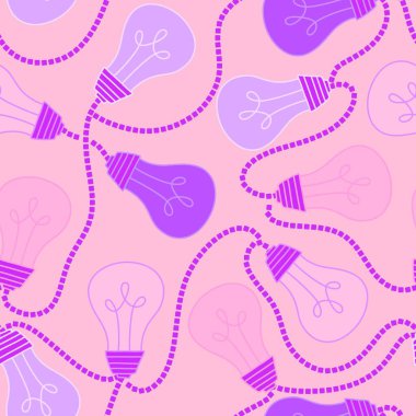 Çizgi film aydınlatma desenleri kağıt, kumaş, çarşaf, çocuk giysisi baskısı, parti aksesuarları ve okul defterleri için kusursuz ampuller. Yüksek kaliteli illüstrasyon