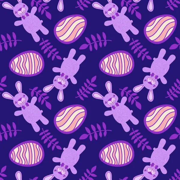 Paskalya hayvanlarının tavşanları kağıt, kumaş ve çarşaf sarmak için kusursuz tavşan desenleri ve çocuk giysileri baskısı ve şenlikli ambalajlar ve parti aksesuarları. Yüksek kaliteli illüstrasyon