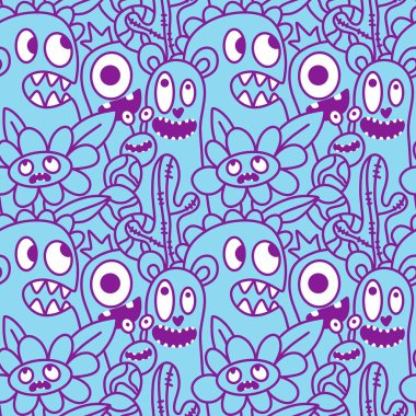 Çizgi filmlerde cadılar bayramı uzaylıları, kağıt, kumaş, çarşaf, çocuk kıyafetleri ve parti aksesuarları için kusursuz canavar desenleri çizerler. Yüksek kaliteli illüstrasyon