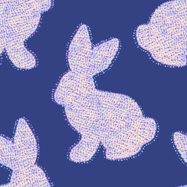 Paskalya hayvanlarının tavşanları kağıt, kumaş ve çarşaf sarmak için kusursuz tavşan desenleri ve çocuk giysileri baskısı ve şenlikli ambalajlar ve parti aksesuarları. Yüksek kaliteli illüstrasyon