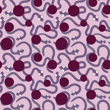 Noel çizgi filmlerindeki kusursuz yılan desenleri. Yeni yıl ambalaj kağıtları, kumaşlar, çarşaflar, çocuk giysileri baskıları ve şenlikli ambalajlar için. Yüksek kaliteli illüstrasyon