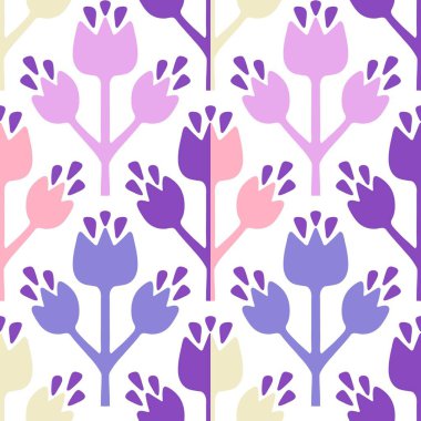 Kumaşlar, tekstil, ambalajlar, hediyeler, çocuklar ve posterler için çiçeklerle süslenmiş basit, pürüzsüz bir desen. 