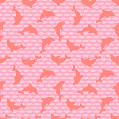 Yaz karikatür baskısı hayvanlar kağıt, kumaş, çarşaf, çocuk kıyafetleri ve parti aksesuarları için kusursuz yunus deseni. Yüksek kaliteli illüstrasyon