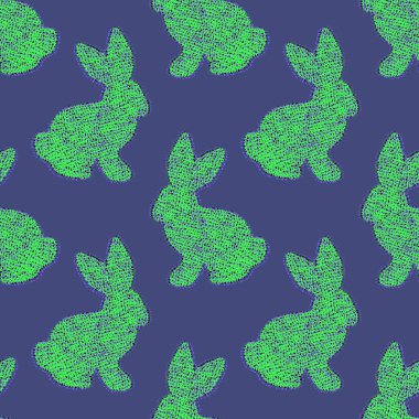 Paskalya hayvanlarının tavşanları kağıt, kumaş ve çarşaf sarmak için kusursuz tavşan desenleri ve çocuk giysileri baskısı ve şenlikli ambalajlar ve parti aksesuarları. Yüksek kaliteli illüstrasyon