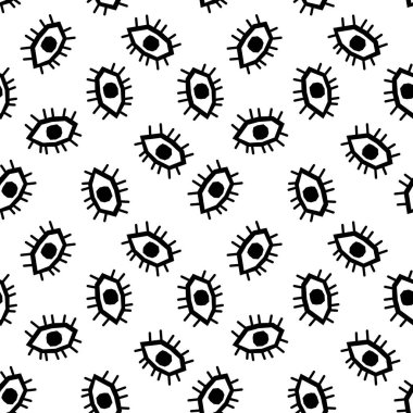 Çizgi film cadılar bayramı canavarlarının gözleri kağıt, kumaş, çarşaf, çocuk kıyafetleri ve parti aksesuarları için kusursuz sonbahar deseni. Yüksek kaliteli illüstrasyon