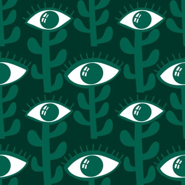 Cadılar Bayramı canavarları çiçek desenli kumaşlar ve çarşaflar için çiçek desenleri ve çocuk giysileri baskısı ve parti aksesuarları ve sonbahar ambalajı. Yüksek kaliteli illüstrasyon