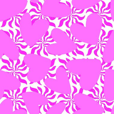 Sevgililer Günü 'nde kağıt, kumaş, çarşaf, çocuk giysisi baskısı, kutlama ambalajı ve parti aksesuarları için kusursuz bir desen. Yüksek kaliteli illüstrasyon