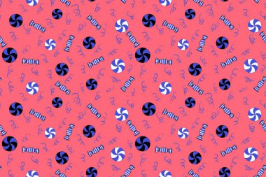 Noel şekeri desenli ambalaj kağıtları, kumaşlar, çarşaflar ve çocuk kıyafetleri ve parti aksesuarları için. Yüksek kaliteli illüstrasyon