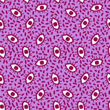 Çizgi film cadılar bayramı canavarlarının gözleri kağıt, kumaş, çarşaf, çocuk kıyafetleri ve parti aksesuarları için kusursuz sonbahar deseni. Yüksek kaliteli illüstrasyon