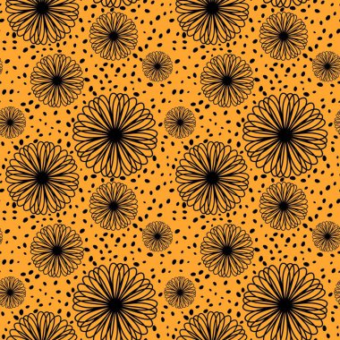 Kumaşlar, tekstil, ambalajlar, hediyeler, çocuklar ve posterler için çiçeklerle süslenmiş basit, pürüzsüz bir desen. 