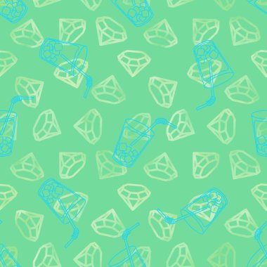 Karikatür elmasları ambalaj kağıdı, kumaş, çarşaf ve kıyafet baskısı, parti aksesuarları ve moda tekstili için kusursuz kokteyl desenleri. Yüksek kaliteli illüstrasyon