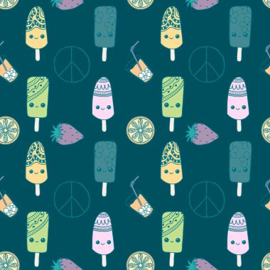 Kağıt, kumaş, çarşaf ve çocuk giysileri tekstil ve parti aksesuarları için yazlık karikatür baskısı. Yüksek kaliteli illüstrasyon