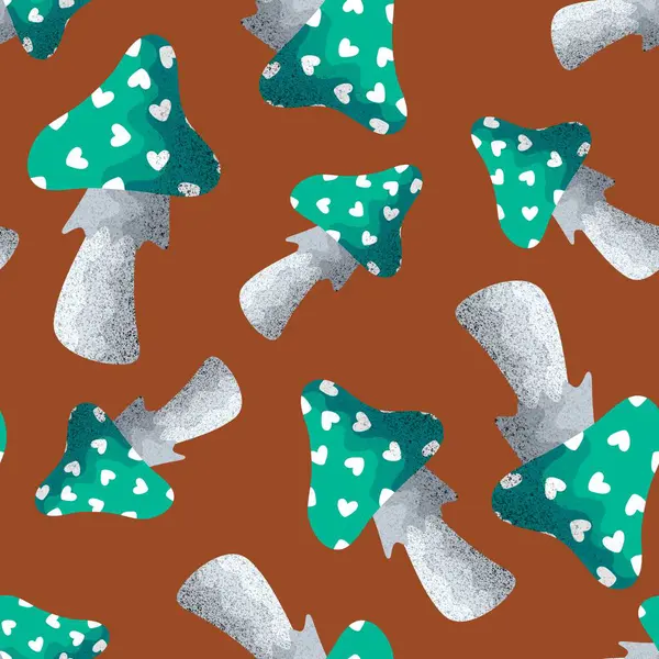 stock image Cartoon autumn seamless mushrooms pattern for wrapping paper and fabrics and linens and kids clothes textiles and party accessories. High quality illustration