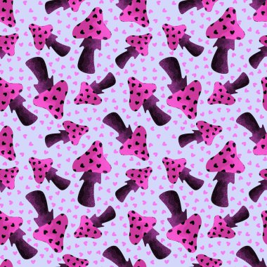 Çizgi sonbahar karikatürleri kağıt, kumaş, çarşaf ve çocuk giysileri tekstil ve parti aksesuarları için dikişsiz mantar desenleri. Yüksek kaliteli illüstrasyon