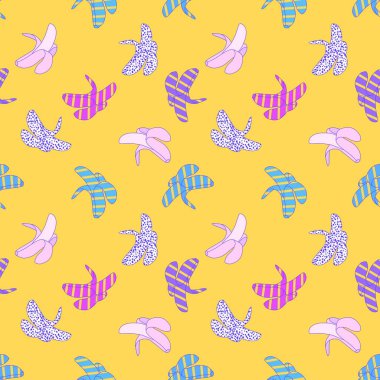 Soyut karikatür yaz meyvesiz muz deseni ambalaj kağıdı, kumaş, çarşaf ve çocuk kıyafetleri ve parti aksesuarları için. Yüksek kalite fotoğraf