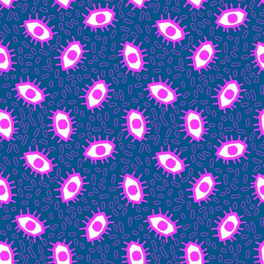 Çizgi film cadılar bayramı canavarlarının gözleri kağıt, kumaş, çarşaf, çocuk kıyafetleri ve parti aksesuarları için kusursuz sonbahar deseni. Yüksek kaliteli illüstrasyon