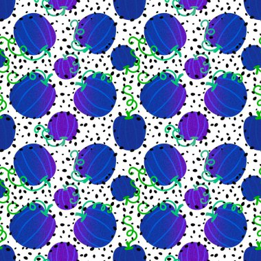 Cadılar Bayramı balkabakları kağıt, kumaş, çarşaf, çocuk giysisi baskısı, şenlik ambalajı ve sonbahar partisi aksesuarları için kusursuz canavar desenleri. Yüksek kaliteli illüstrasyon