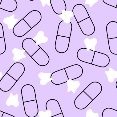 İlaç hapları, ambalaj kağıtları, çarşaflar, kumaşlar, ilaç paketleri ve klinik aksesuarlar için kusursuz doktorlar bakım kalıpları. Yüksek kaliteli illüstrasyon