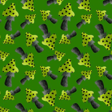 Çizgi sonbahar karikatürleri kağıt, kumaş, çarşaf ve çocuk giysileri tekstil ve parti aksesuarları için dikişsiz mantar desenleri. Yüksek kaliteli illüstrasyon