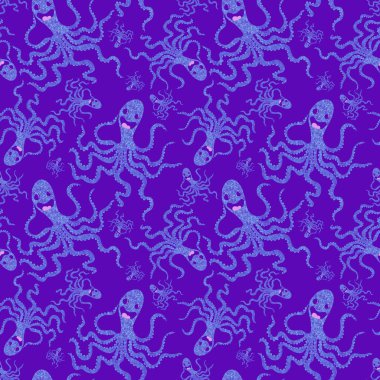 Yaz hayvanları ambalajsız ahtapot desenli ambalaj kağıdı ve çocuk kıyafetleri kumaşlar ve çarşaflar ve mayo tekstili ve menü kağıdı. Yüksek kaliteli illüstrasyon