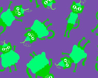 Cadılar Bayramı hayvanları, kağıt, kumaş, çarşaf, çocuk kıyafetleri ve parti aksesuarları için kusursuz kediler ve balkabağı desenleri. Yüksek kaliteli illüstrasyon