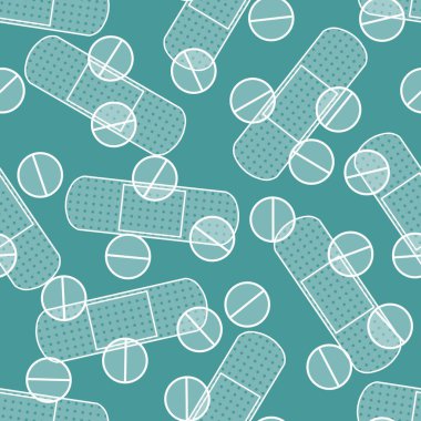 Kağıt, kumaş, çarşaf ve doktor aksesuarları için tıbbî bant kusursuz desen. Yüksek kaliteli illüstrasyon