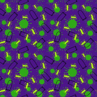 Kağıt, kumaş, çarşaf, doktor tekstil ve ambalaj için tıpsız bakteri deseni. Yüksek kaliteli illüstrasyon