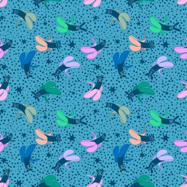 Cadılar Bayramı canavarları ambalaj kağıtları, kumaşlar, çarşaflar, çocuk giysileri, parti aksesuarları ve sonbahar tekstil ürünleri için kusursuz muz desenleri. Yüksek kaliteli illüstrasyon