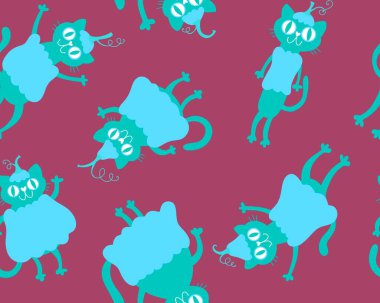 Cadılar Bayramı hayvanları, kağıt, kumaş, çarşaf, çocuk kıyafetleri ve parti aksesuarları için kusursuz kediler ve balkabağı desenleri. Yüksek kaliteli illüstrasyon