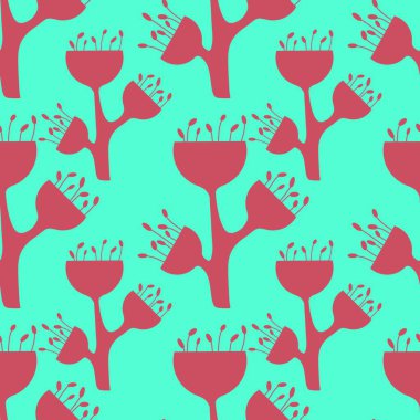 Kumaşlar, tekstil, ambalajlar, hediyeler, çocuklar ve posterler için çiçeklerle süslenmiş basit, pürüzsüz bir desen. 