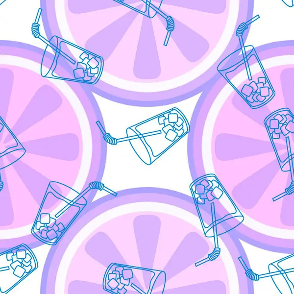 Summer drink seamless cocktails cartoon ice pattern for wrapping paper and clothes print and packaging and fabrics and linens. High quality illustration