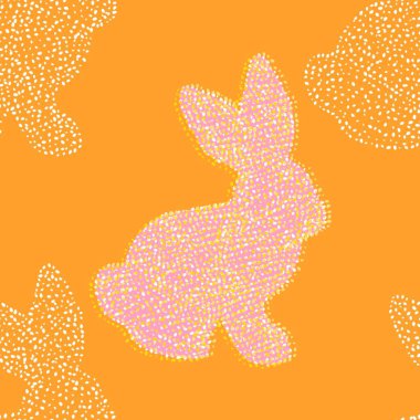 Paskalya hayvanlarının tavşanları kağıt, kumaş ve çarşaf sarmak için kusursuz tavşan desenleri ve çocuk giysileri baskısı ve şenlikli ambalajlar ve parti aksesuarları. Yüksek kaliteli illüstrasyon