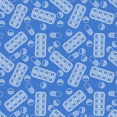 İlaç hapları, ambalaj kağıtları, çarşaflar, kumaşlar, ilaç paketleri ve klinik aksesuarlar için kusursuz doktorlar bakım kalıpları. Yüksek kaliteli illüstrasyon
