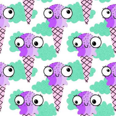 Kağıt, kumaş, çarşaf ve çocuk giysileri tekstil ve parti aksesuarları için yazlık karikatür baskısı. Yüksek kaliteli illüstrasyon