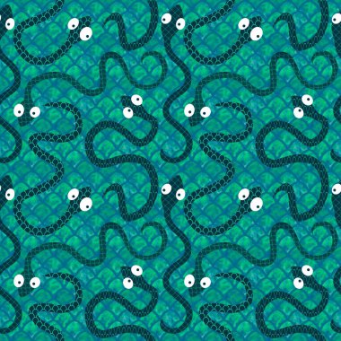 Yaz çizgi filmlerindeki kusursuz yılan desenli ambalaj kağıtları, kumaşlar, çarşaflar, çocuk giysileri baskısı ve yeni yıl, bayram ambalajları ve hayvanat bahçesi aksesuarları. Yüksek kaliteli illüstrasyon