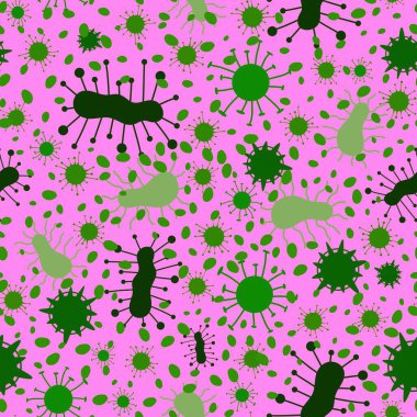 Kağıt, kumaş, çarşaf, doktor tekstil ve ambalaj için tıpsız bakteri deseni. Yüksek kaliteli illüstrasyon